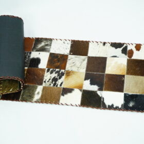 handmade cowhide leather table runner by exact leather