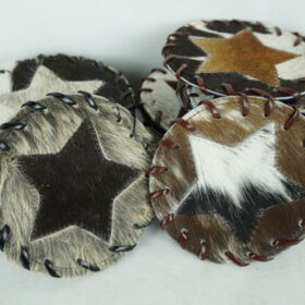 handmade cowhide leather tea coasters by exact leather