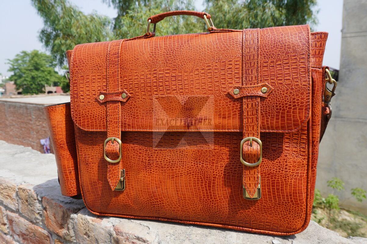 handmade real leather laptop office briefcase bag by exact leather