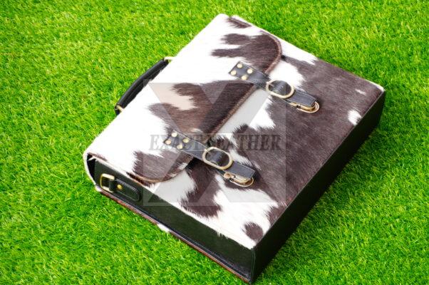 natural hair on cowhide laptop office briefcase bags