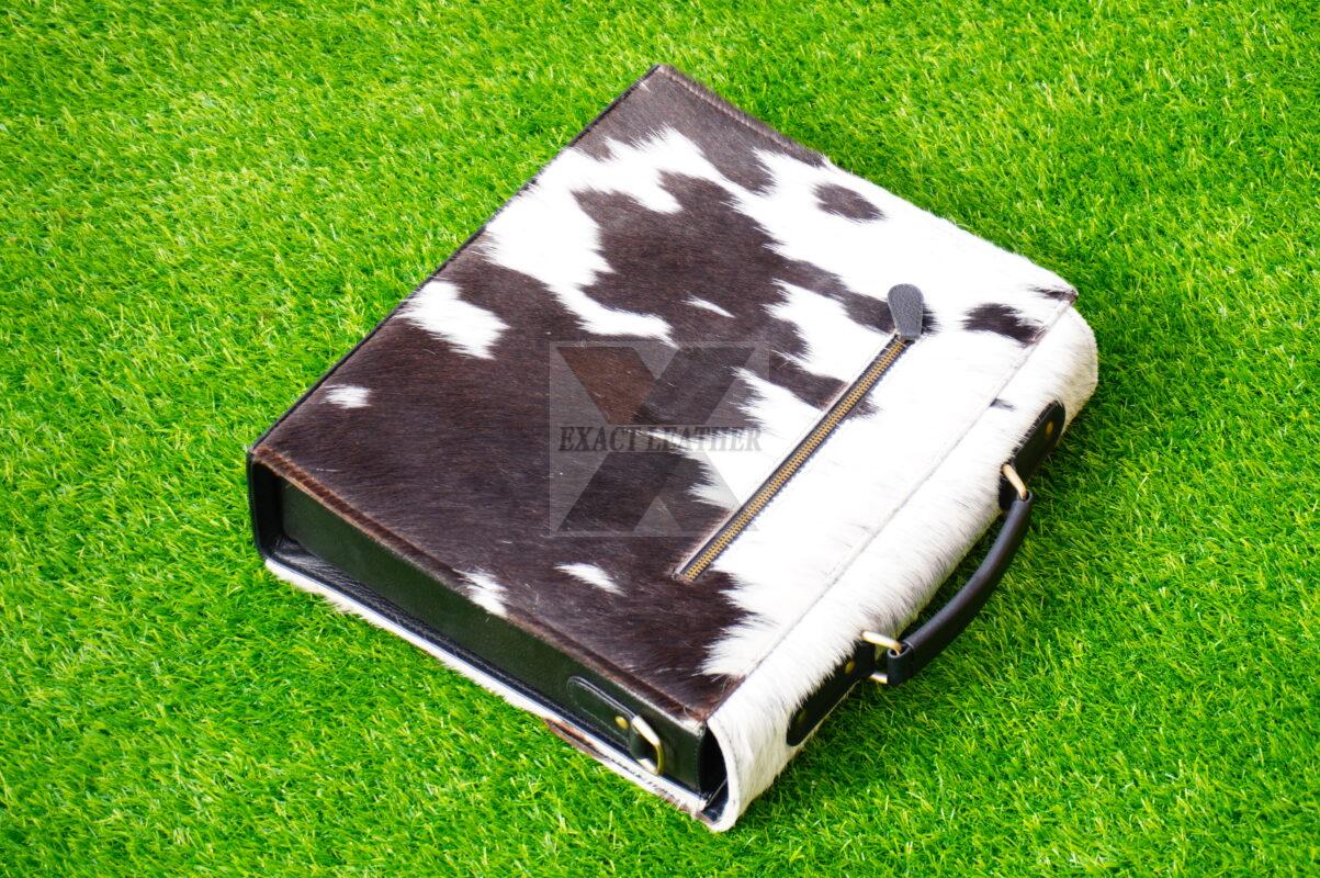 natural hair on cowhide laptop office briefcase bags