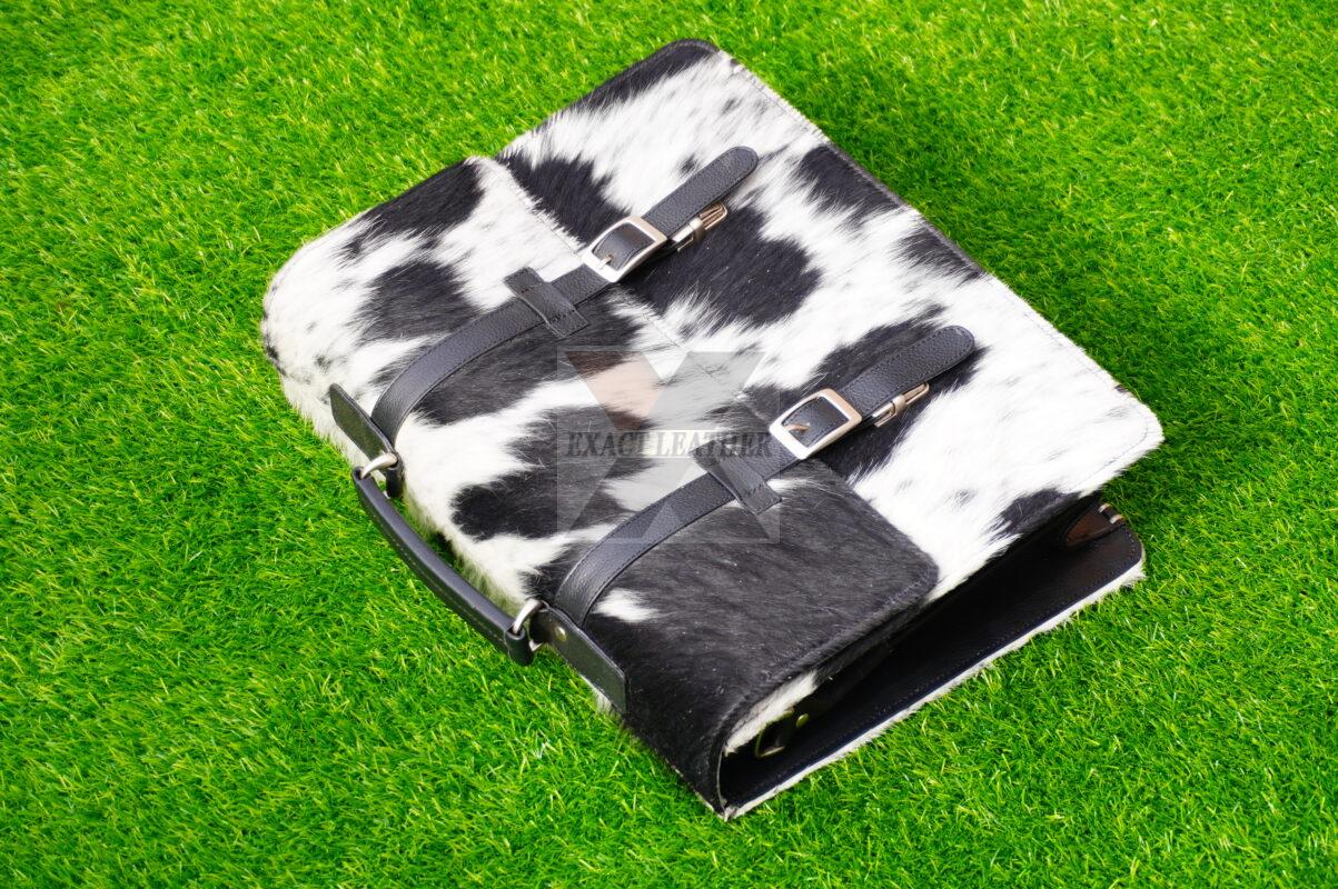 natural hair on cowhide laptop office briefcase bags