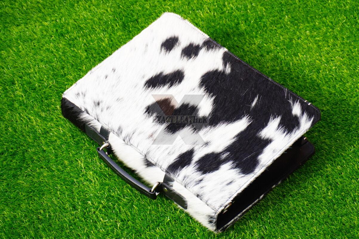 natural hair on cowhide laptop office briefcase bags