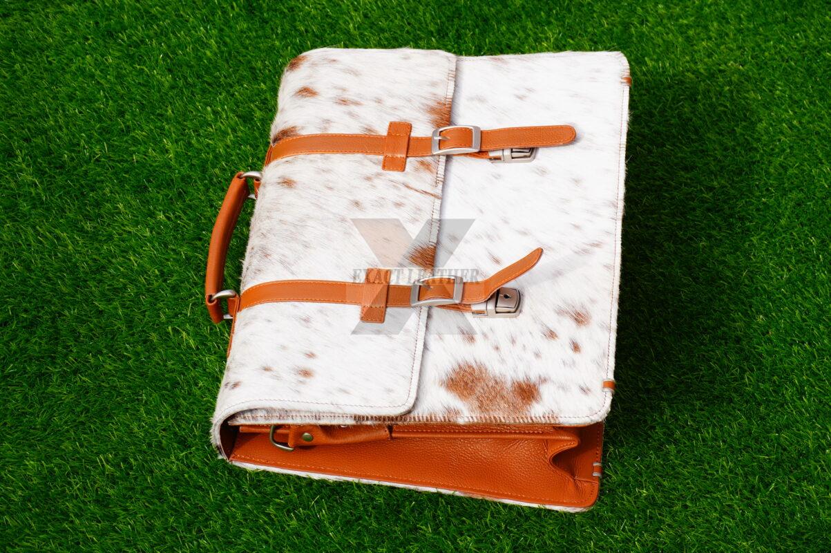 natural hair on cowhide laptop office briefcase bags