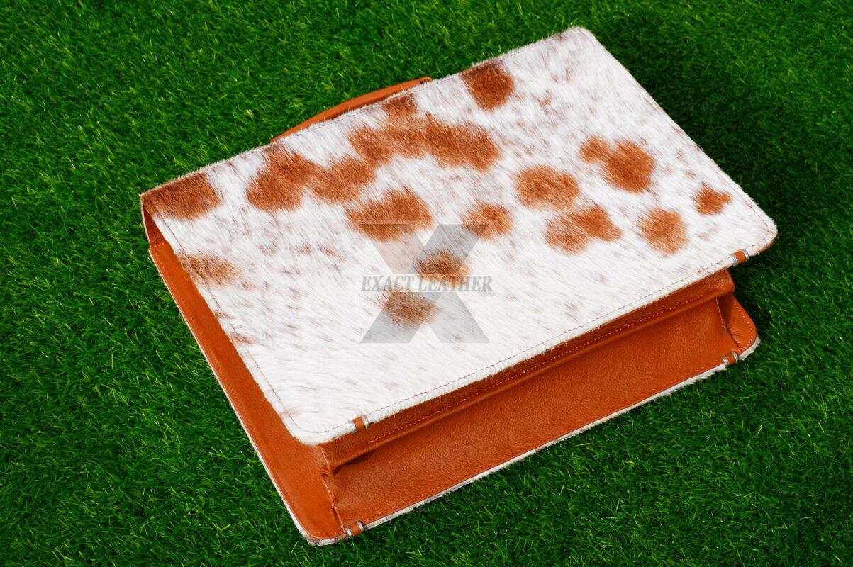 natural hair on cowhide laptop office briefcase bags