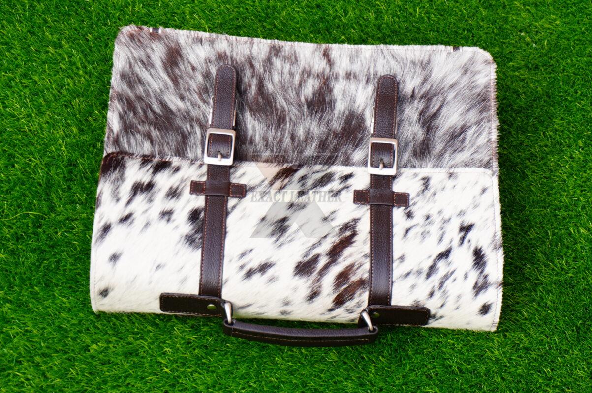 natural hair on cowhide laptop office briefcase bags