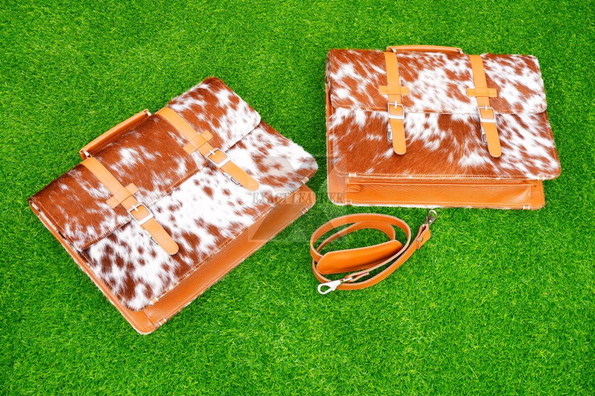 natural hair on cowhide laptop office briefcase bags by exact leather